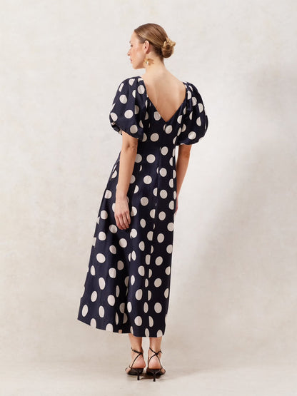 Yasmin Ink Spok Puff Sleeve Dress