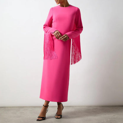 Pink Fringe Sleeve Dress