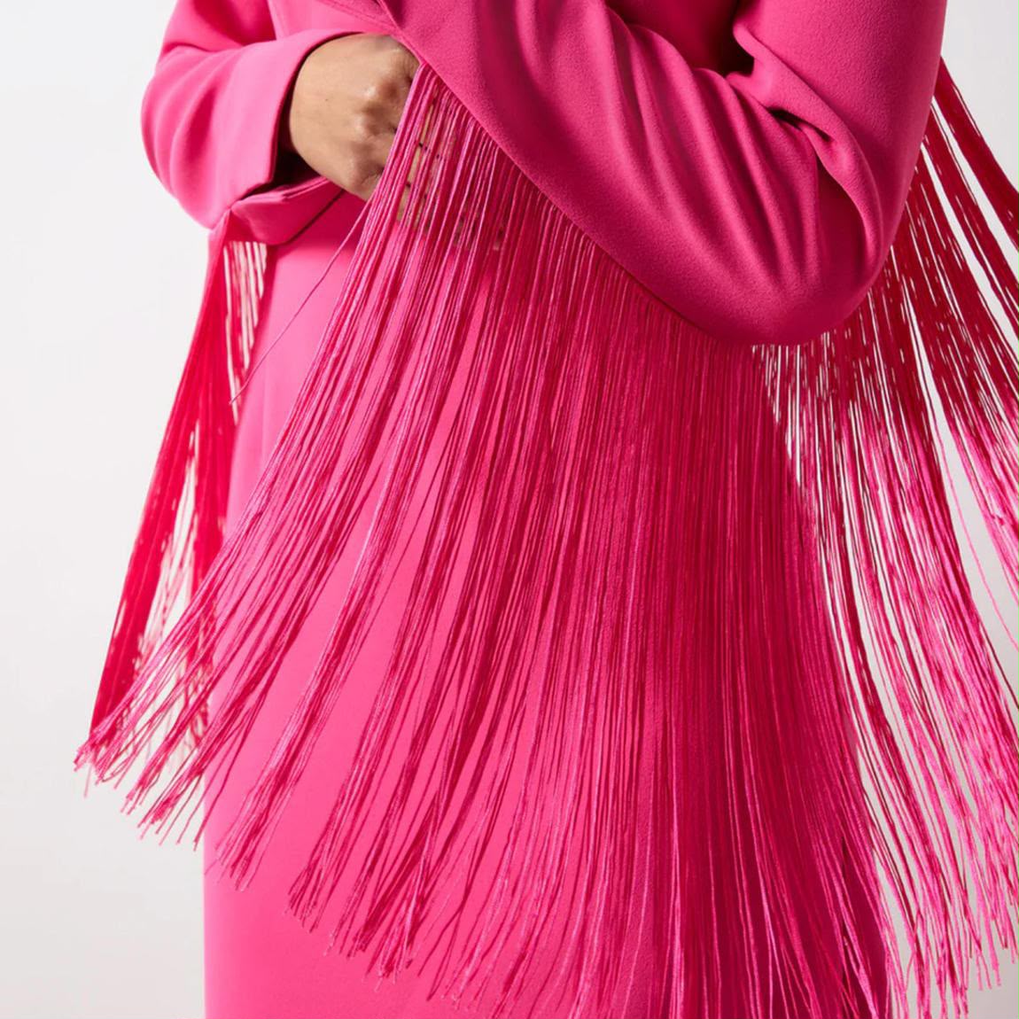 Pink Fringe Sleeve Dress