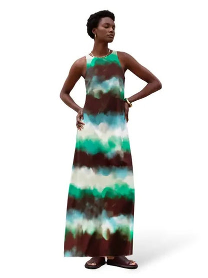 Sleeveless Print Maxi Dress