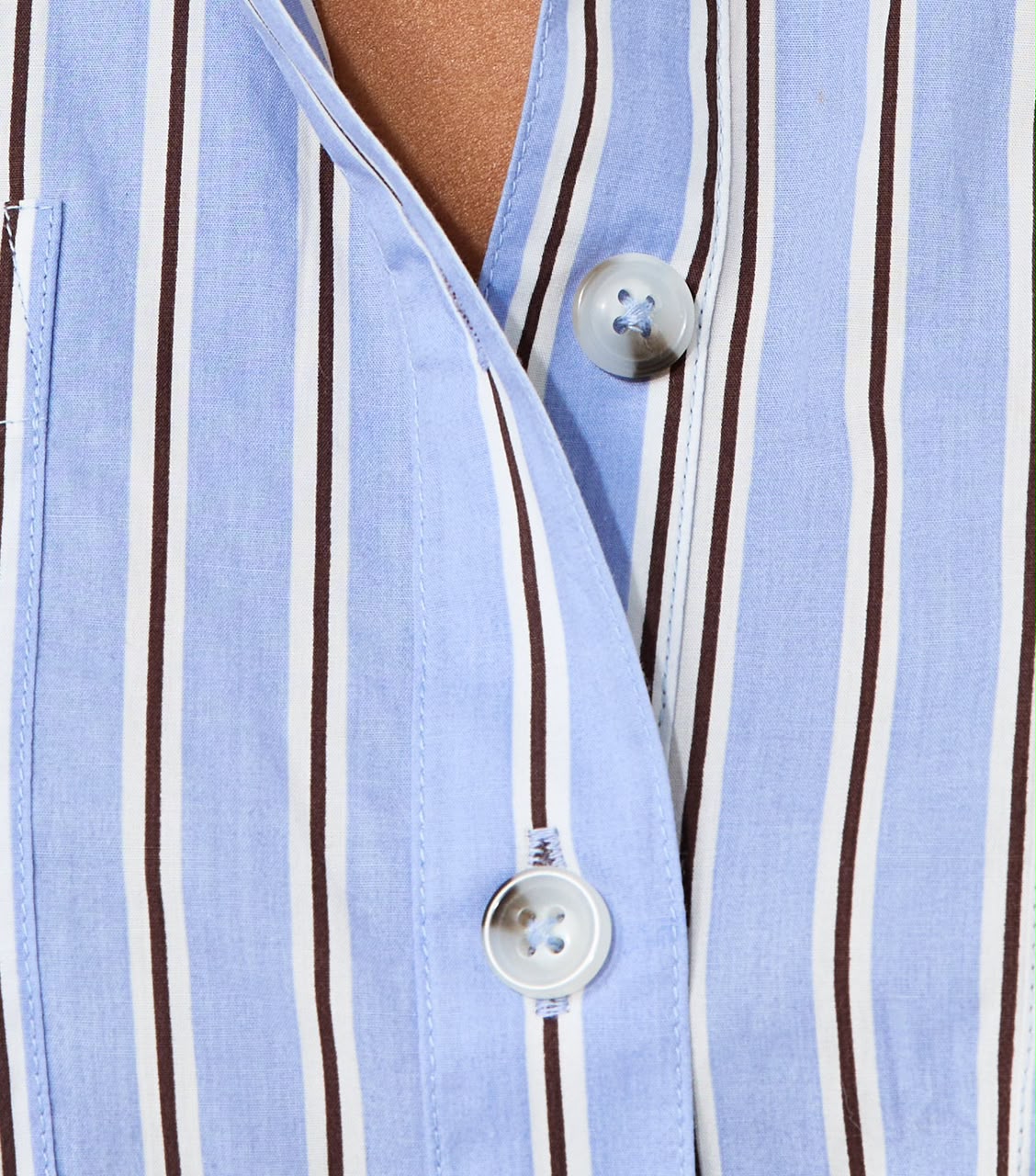 Blue Striped Puff Sleeve Mini Shirt Dress