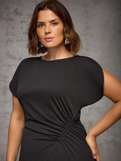 Curve Draped Side Maxi Dress