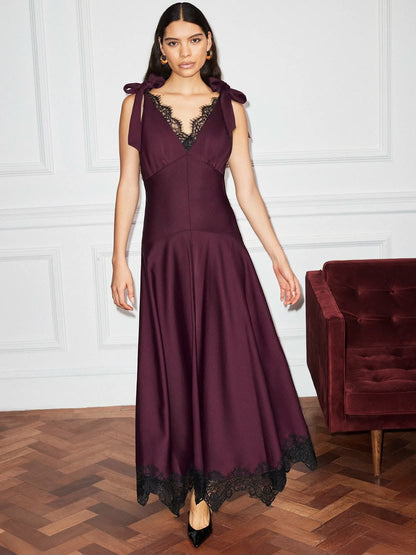 Petite Bronte Berry Lace Trim Detail Dress
