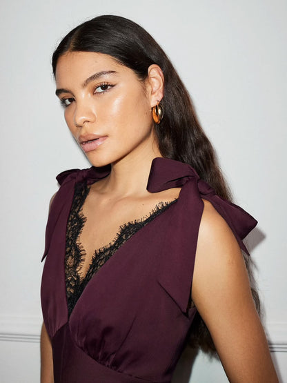 Petite Bronte Berry Lace Trim Detail Dress