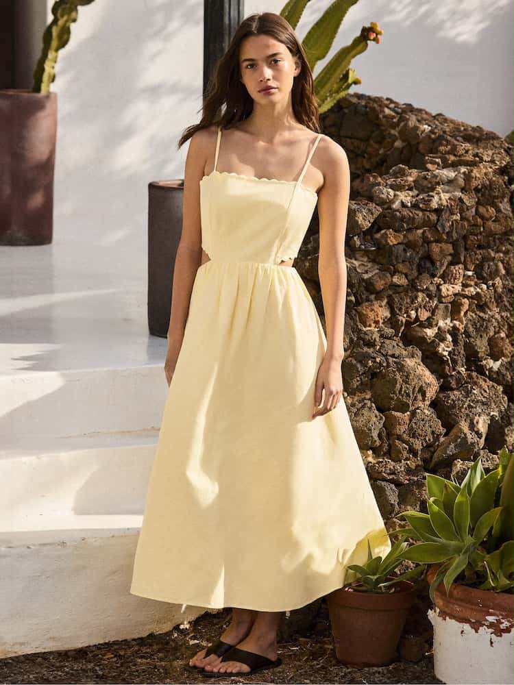 Buttermilk Scallop Cut Out Dress