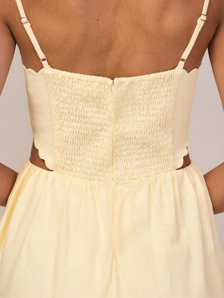 Buttermilk Scallop Cut Out Dress