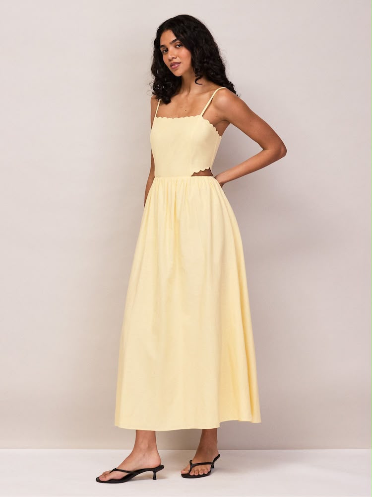 Buttermilk Scallop Cut Out Dress
