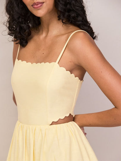 Buttermilk Scallop Cut Out Dress