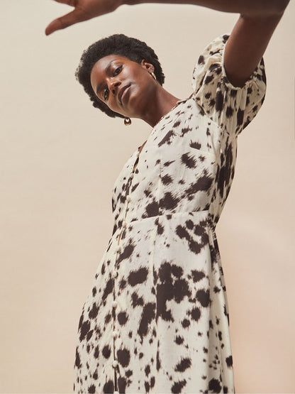 Animal Print Button Front Shirt Dress