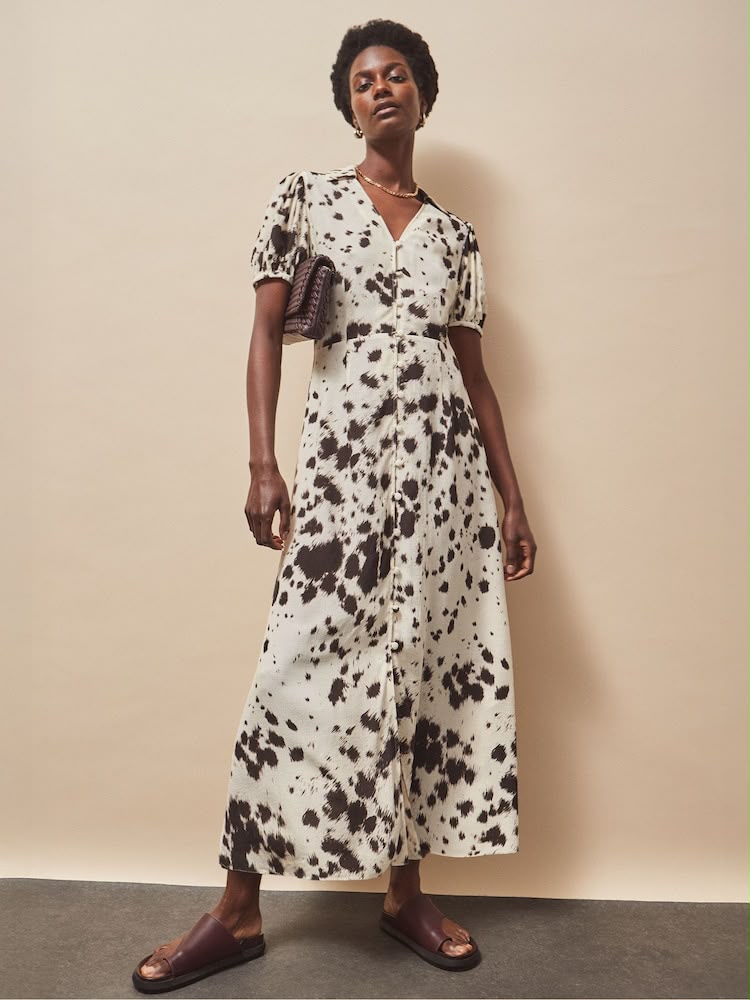 Animal Print Button Front Shirt Dress