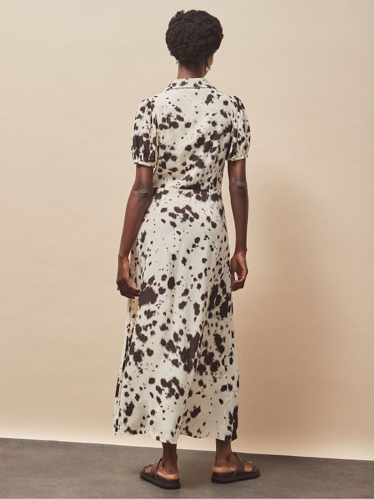 Animal Print Button Front Shirt Dress