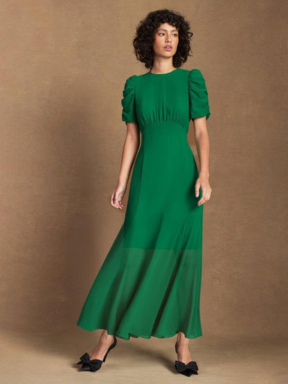 Belle Puff Sleeve Maxi Dress Green
