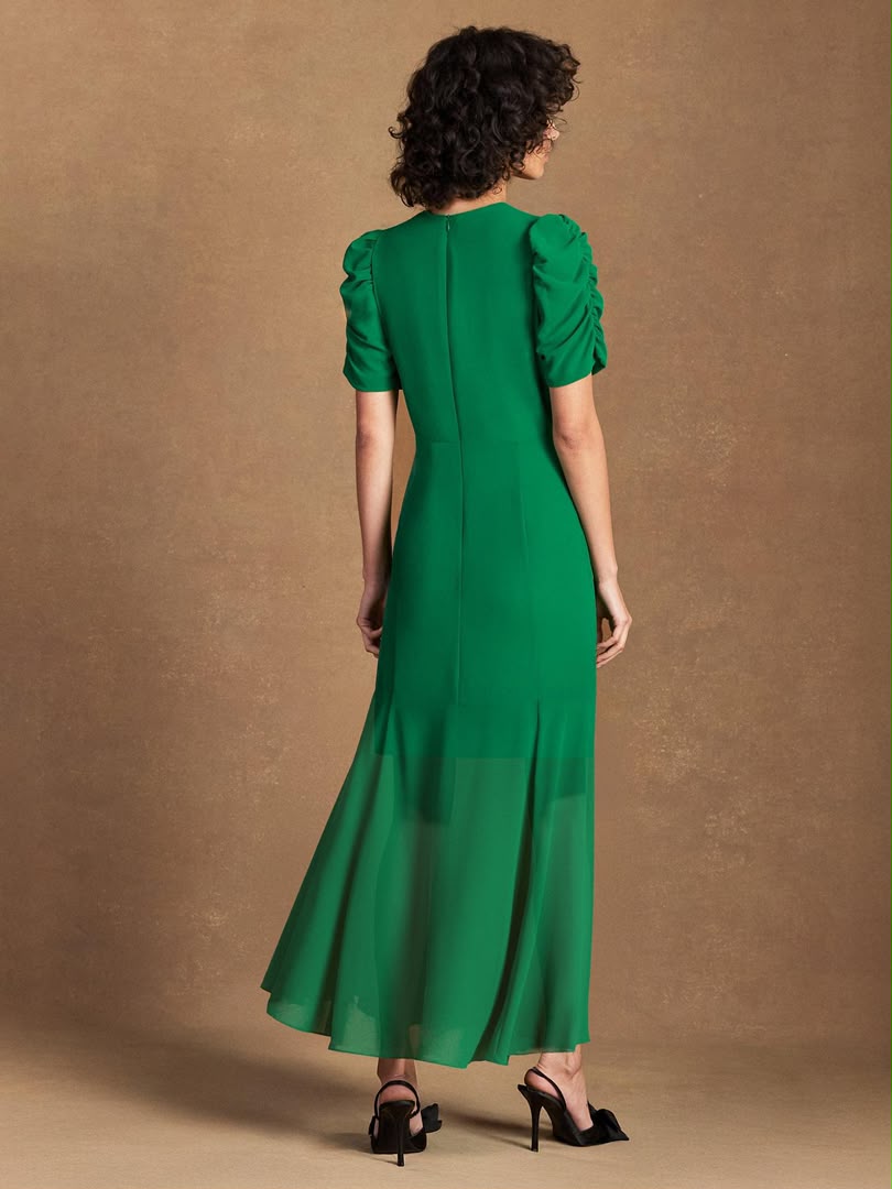 Belle Puff Sleeve Maxi Dress Green