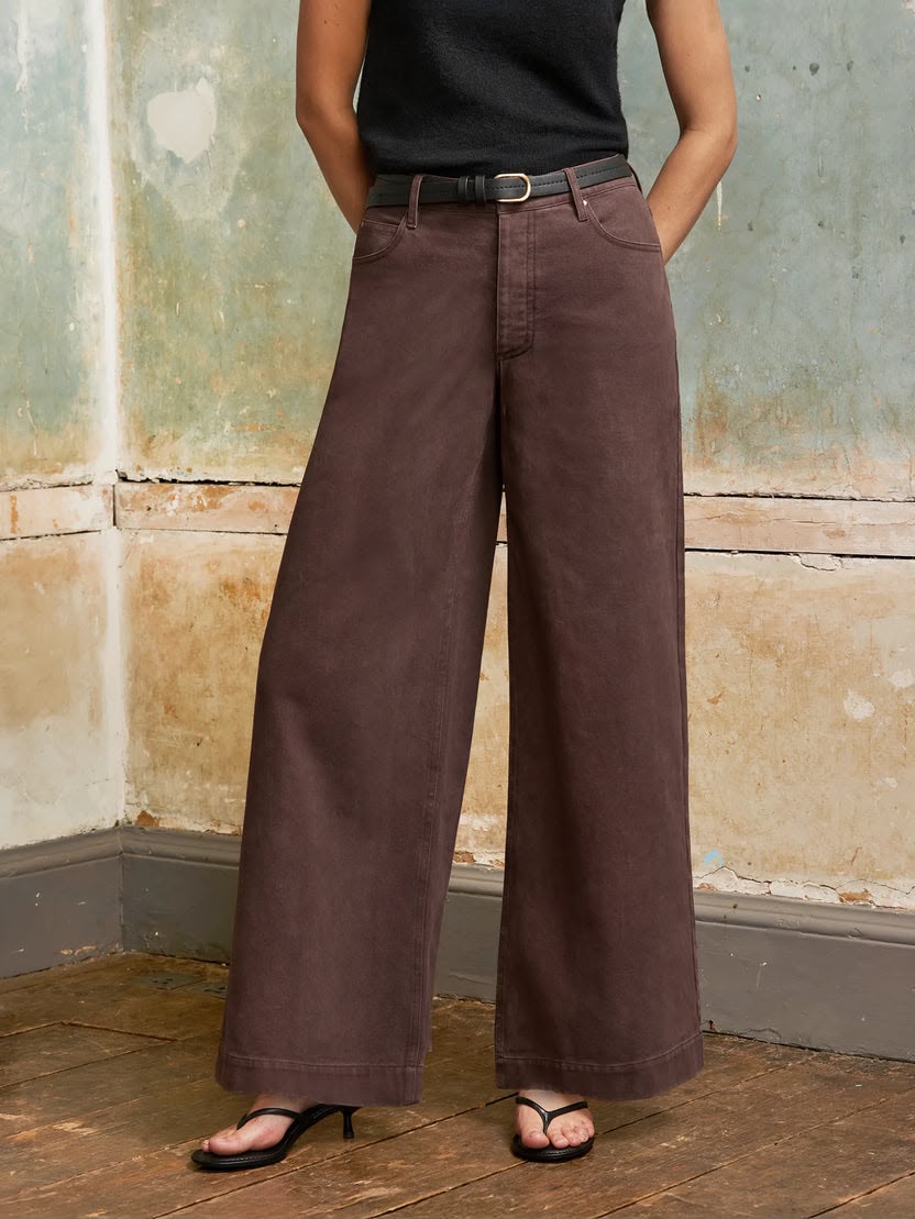 Chocolate High Rise Wide Leg Jeans