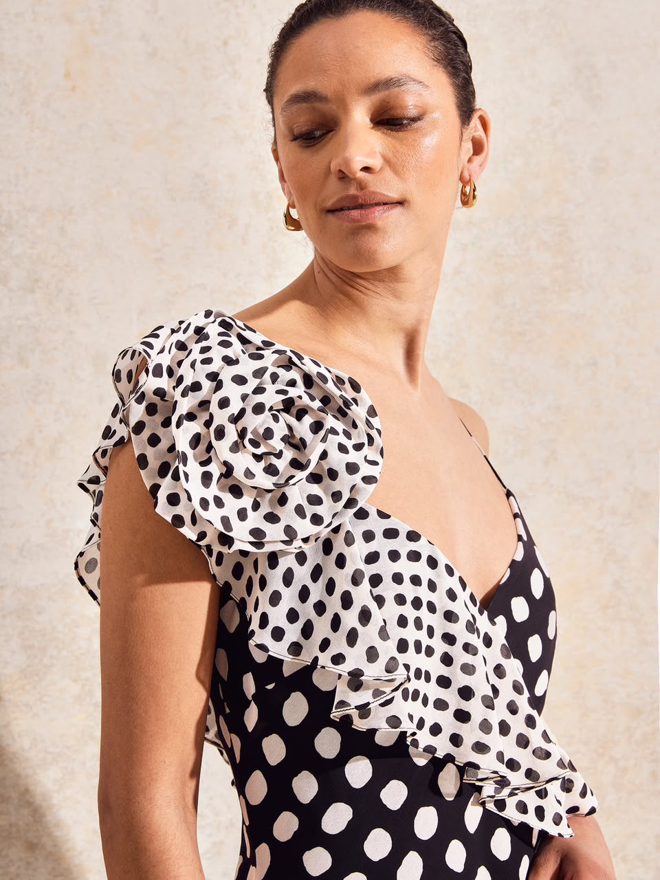 Celeste Corsage Detail Polka Dot Dress