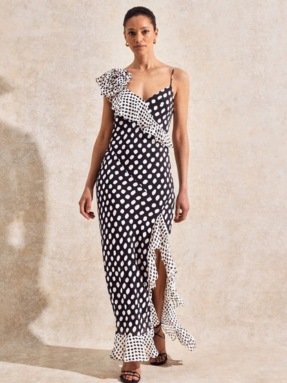 Celeste Corsage Detail Polka Dot Dress