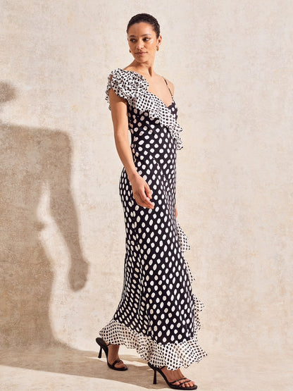 Celeste Corsage Detail Polka Dot Dress