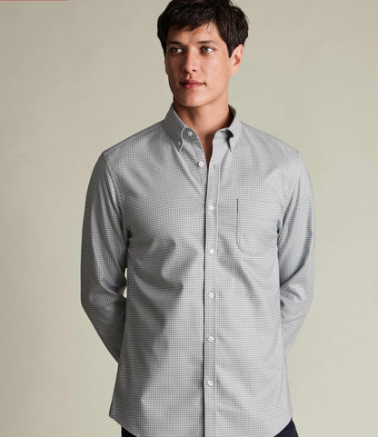 Non-Iron Olive Green Button Down Collar Slim Fit Shirt