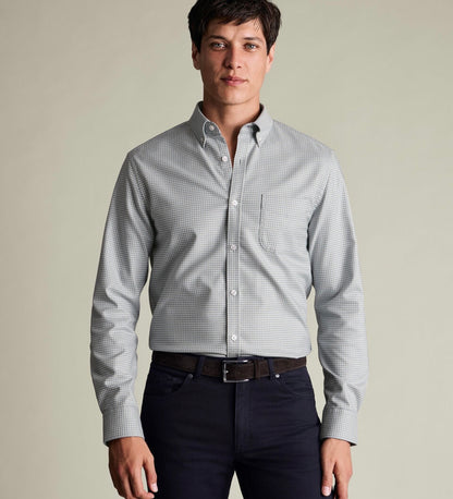 Non-Iron Olive Green Button Down Collar Slim Fit Shirt