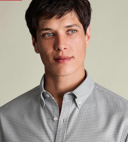 Non-Iron Olive Green Button Down Collar Slim Fit Shirt