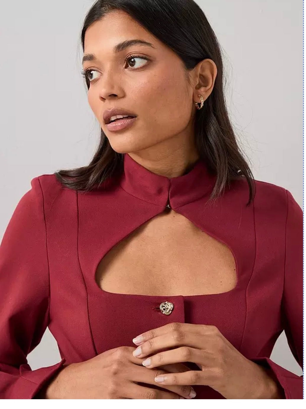 Cut Out Peplum Waistcoat Top - Red