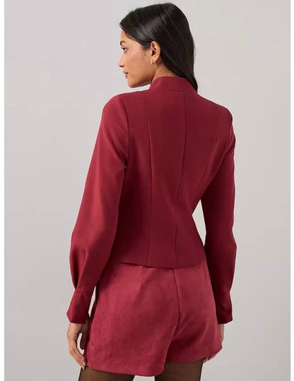Cut Out Peplum Waistcoat Top - Red