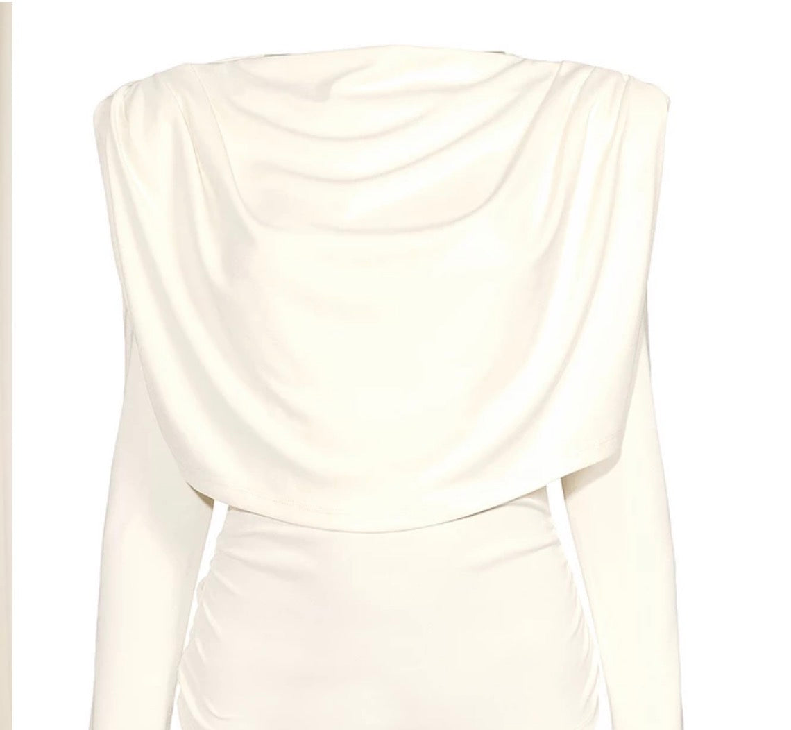 Draped Long Sleeve Top - Cream