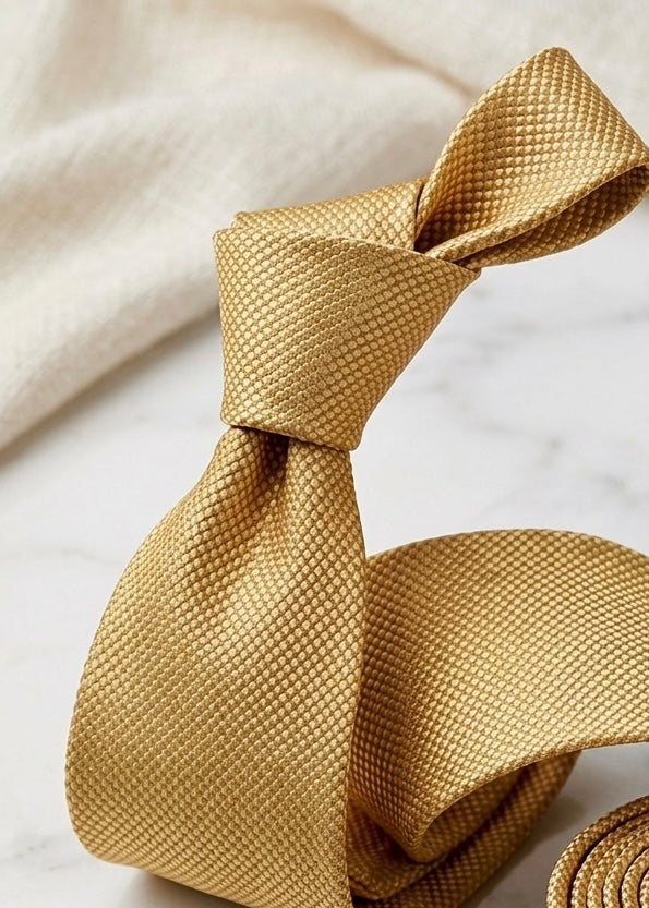 Micro Honeycomb Matte Gold Silk Tie