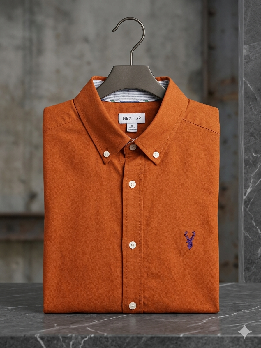 Next Sp Orange Men's Button-Down Collar Oxford Shirt