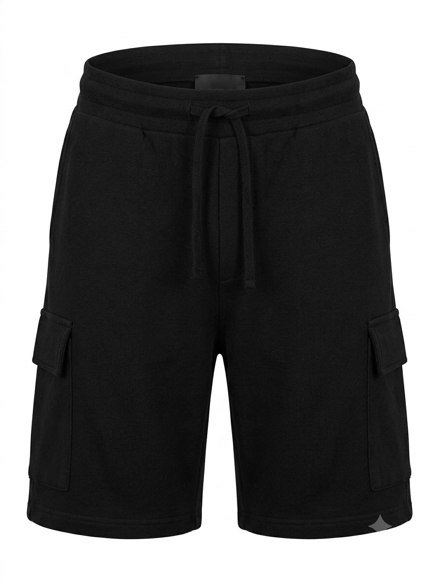 Men's Black Cargo Sweat Shorts