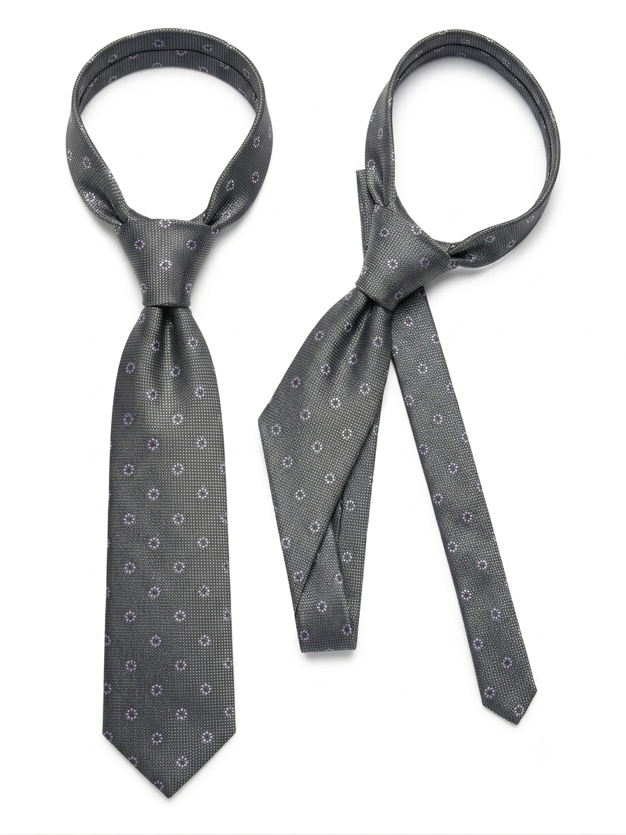 Grey Geometric Floral Jacquard Silk Tie
