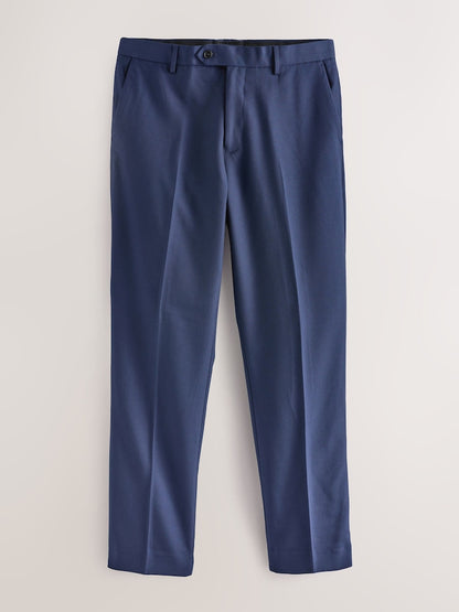 Bright Blue Regular Fit Textured Suit Trousers