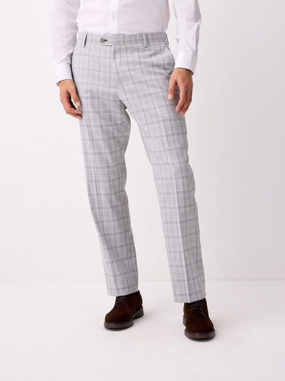 Light Grey Tailored Fit Check Trousers