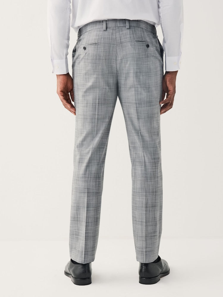 Grey Check Muscle Fit Motionflex Stretch  Trousers