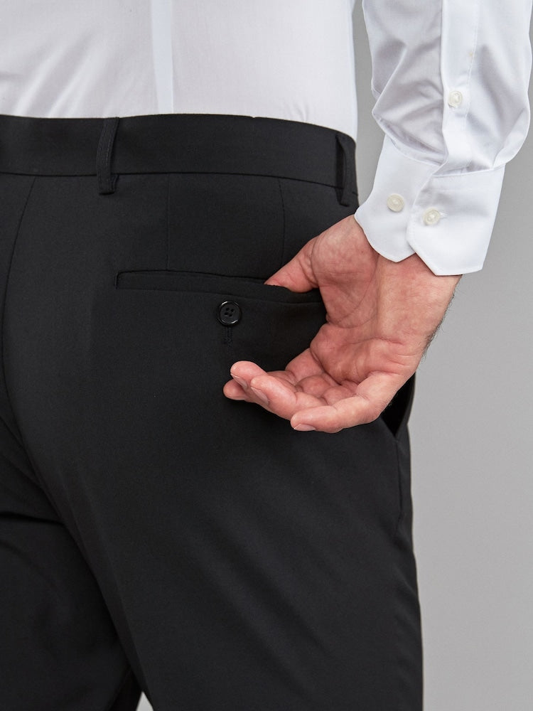 Black Regular Fit Stretch Trousers