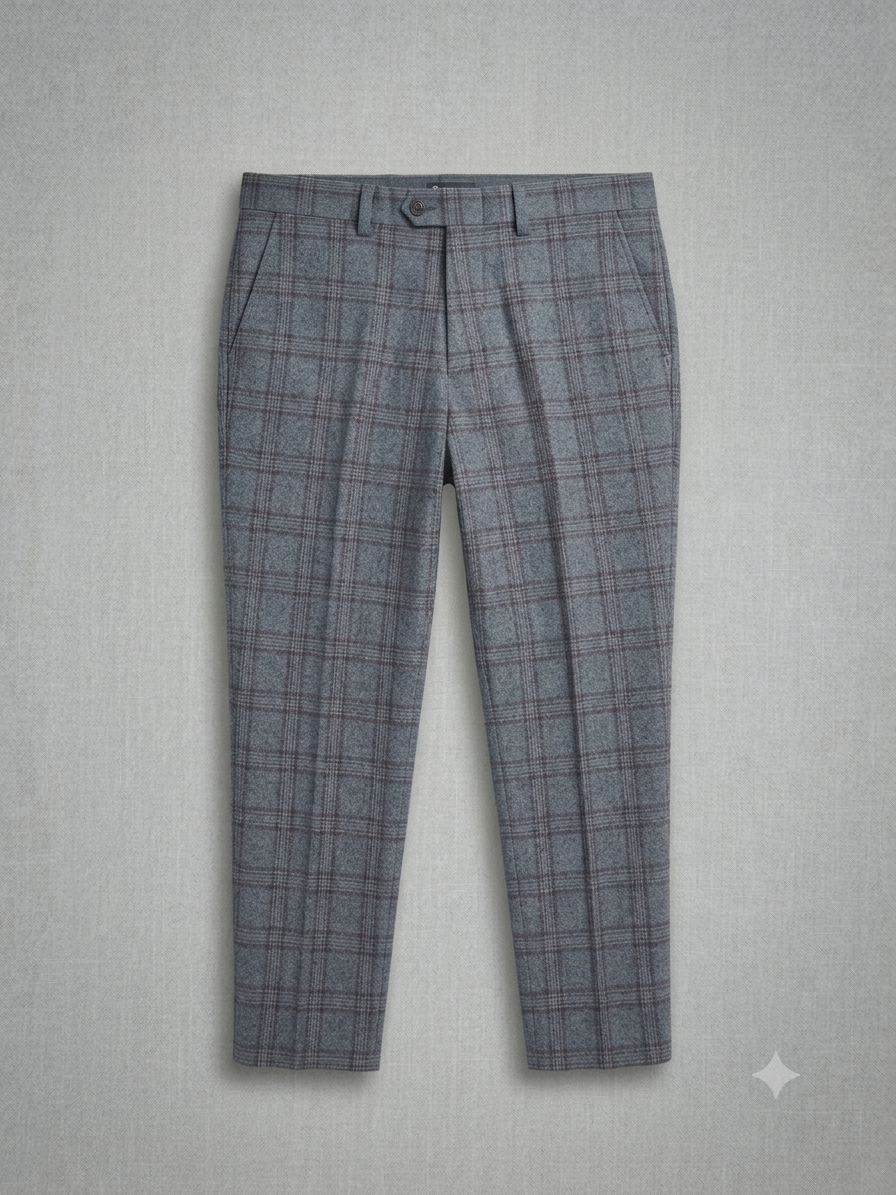 Stirling Blue Tweed Plaid Trousers