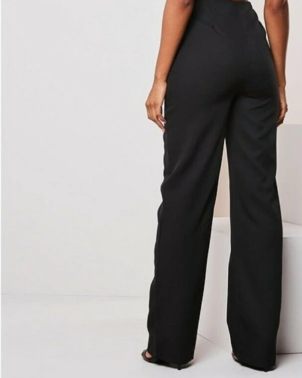 Co Ord Seam Detail Straight Leg Trousers In Black