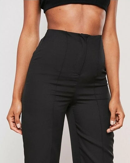 Co Ord Seam Detail Straight Leg Trousers In Black