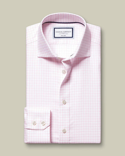 Non-Iron Westminster Weave Check Classic Fit Shirt - Pink