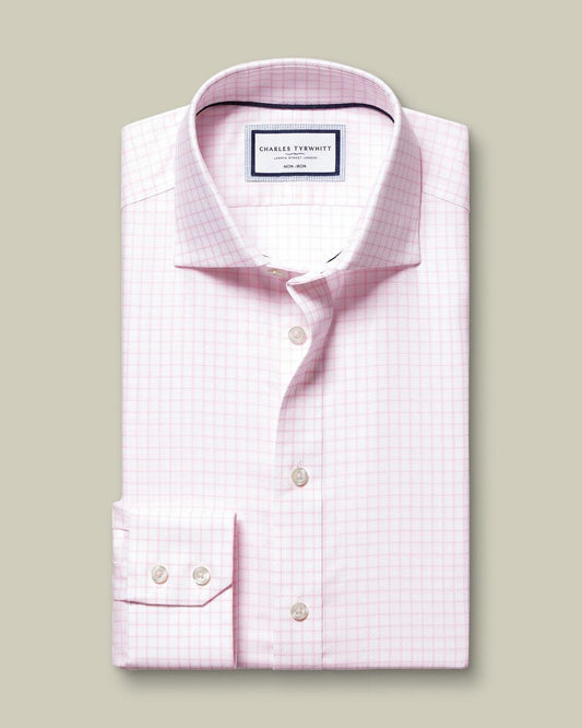 Non-Iron Westminster Weave Check Classic Fit Shirt - Pink