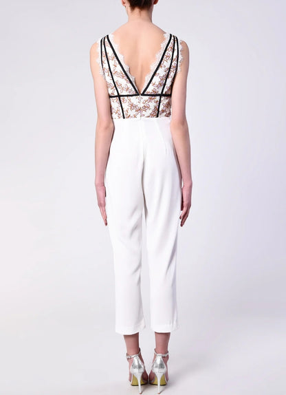 Daisy Lace Plunge Jumpsuit