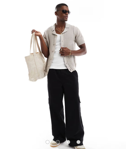 Retro Bowling Knitted Shirt In Stone