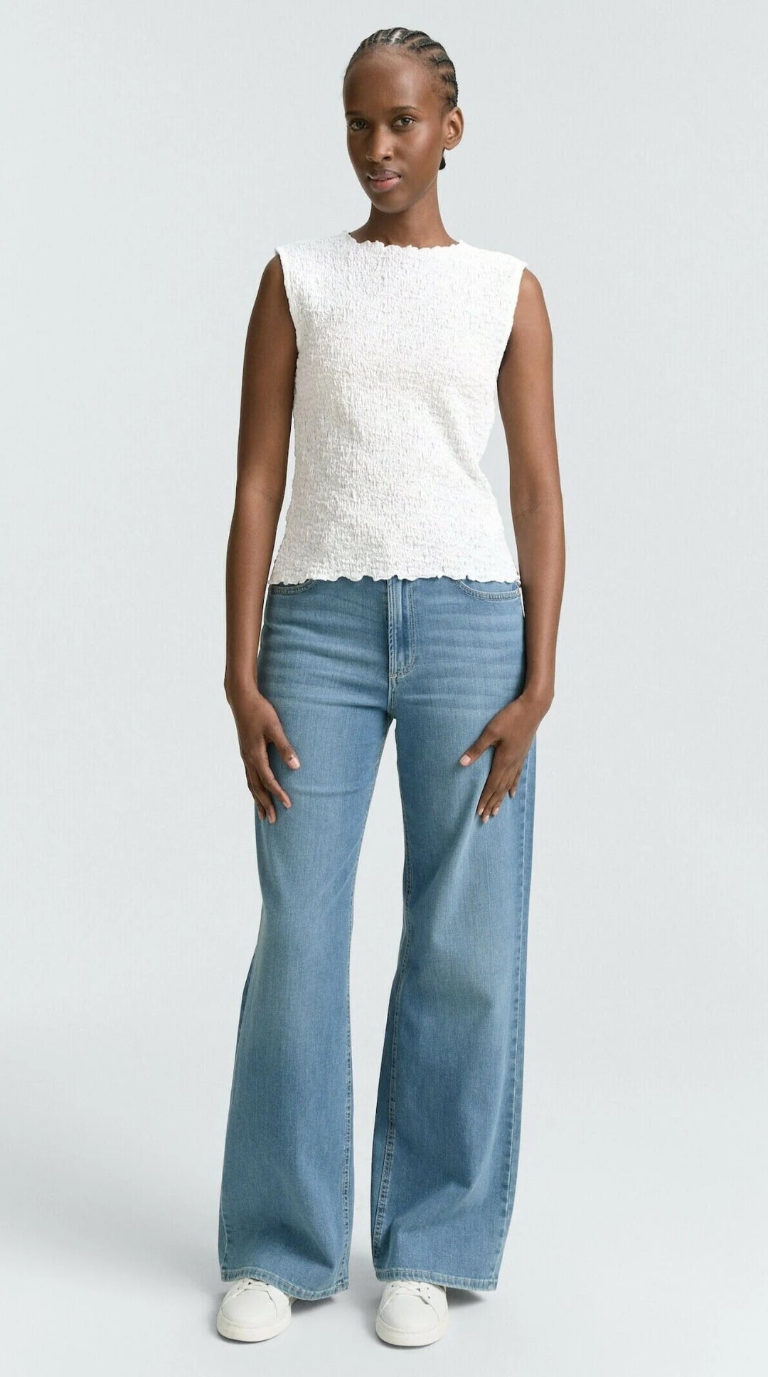Scalloped Hem Blouse - White