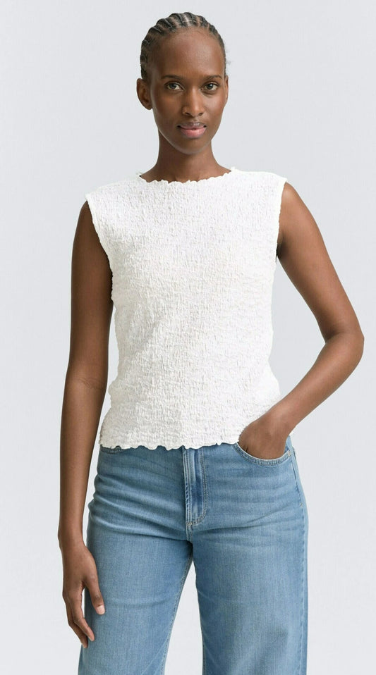 Scalloped Hem Blouse - White