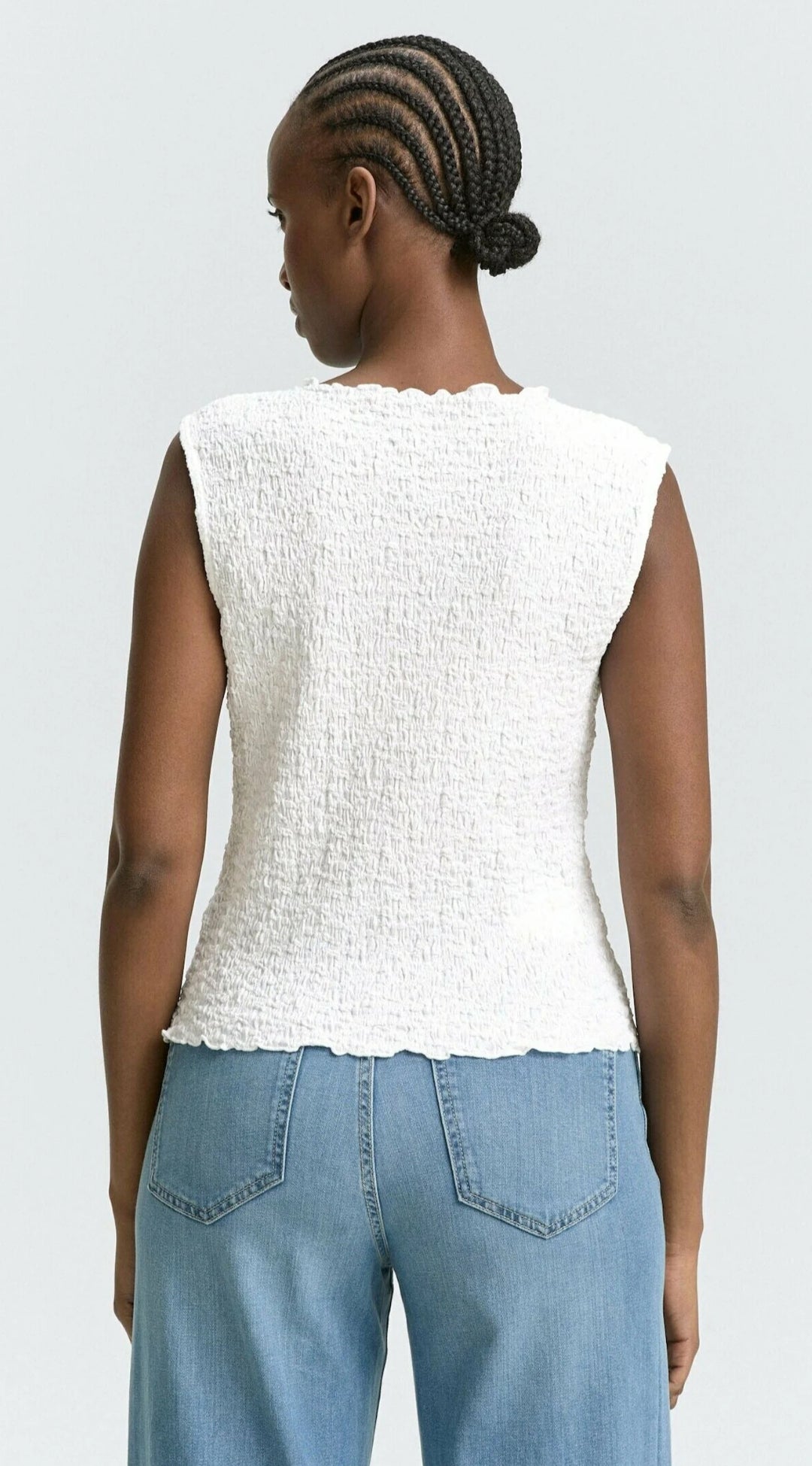 Scalloped Hem Blouse - White