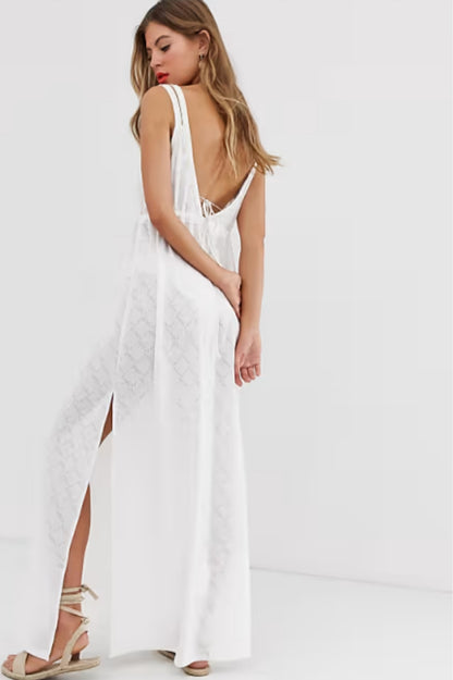 Crochet Halter Neck Maxi Dress