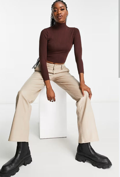Lace Up Back Rib Funnel Top