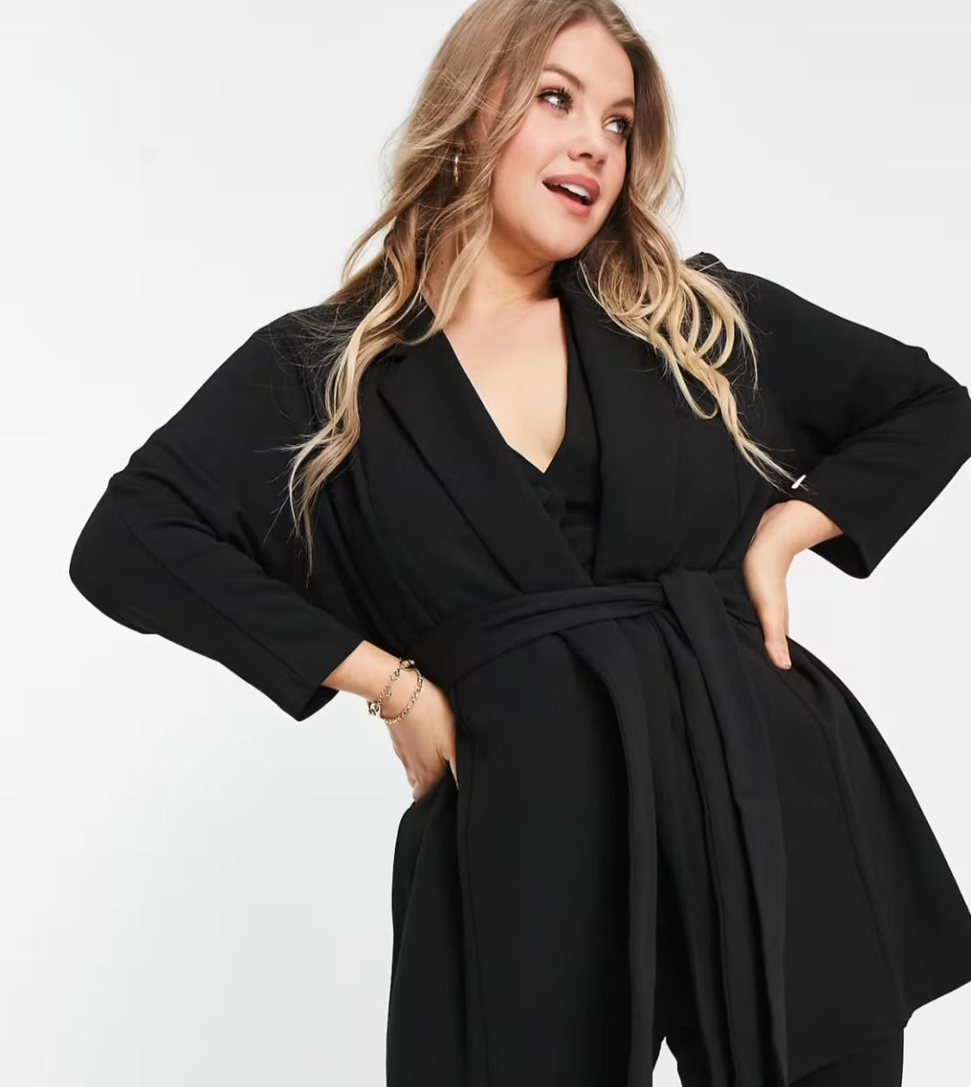 Jersey wrap Suit Blazer - Black