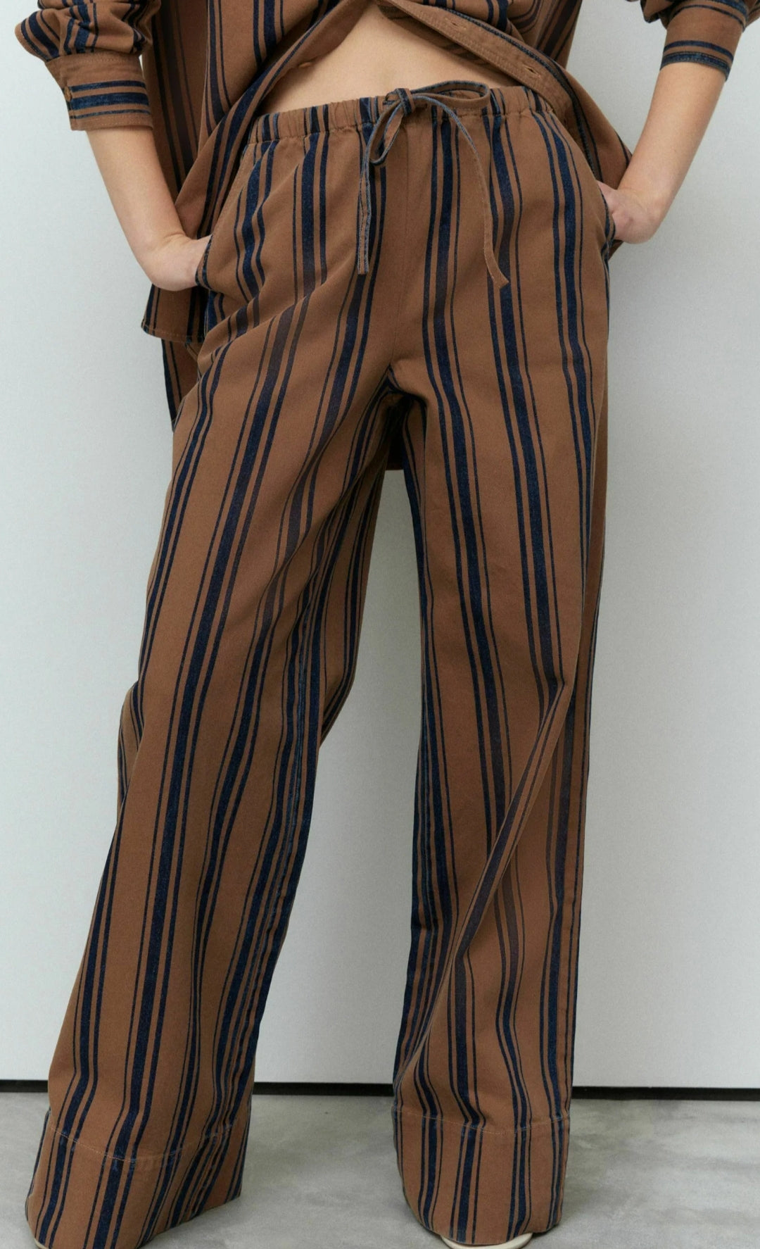 Striped Elasticated Waist Band Wide Leg