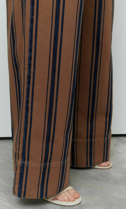 Striped Elasticated Waist Band Wide Leg